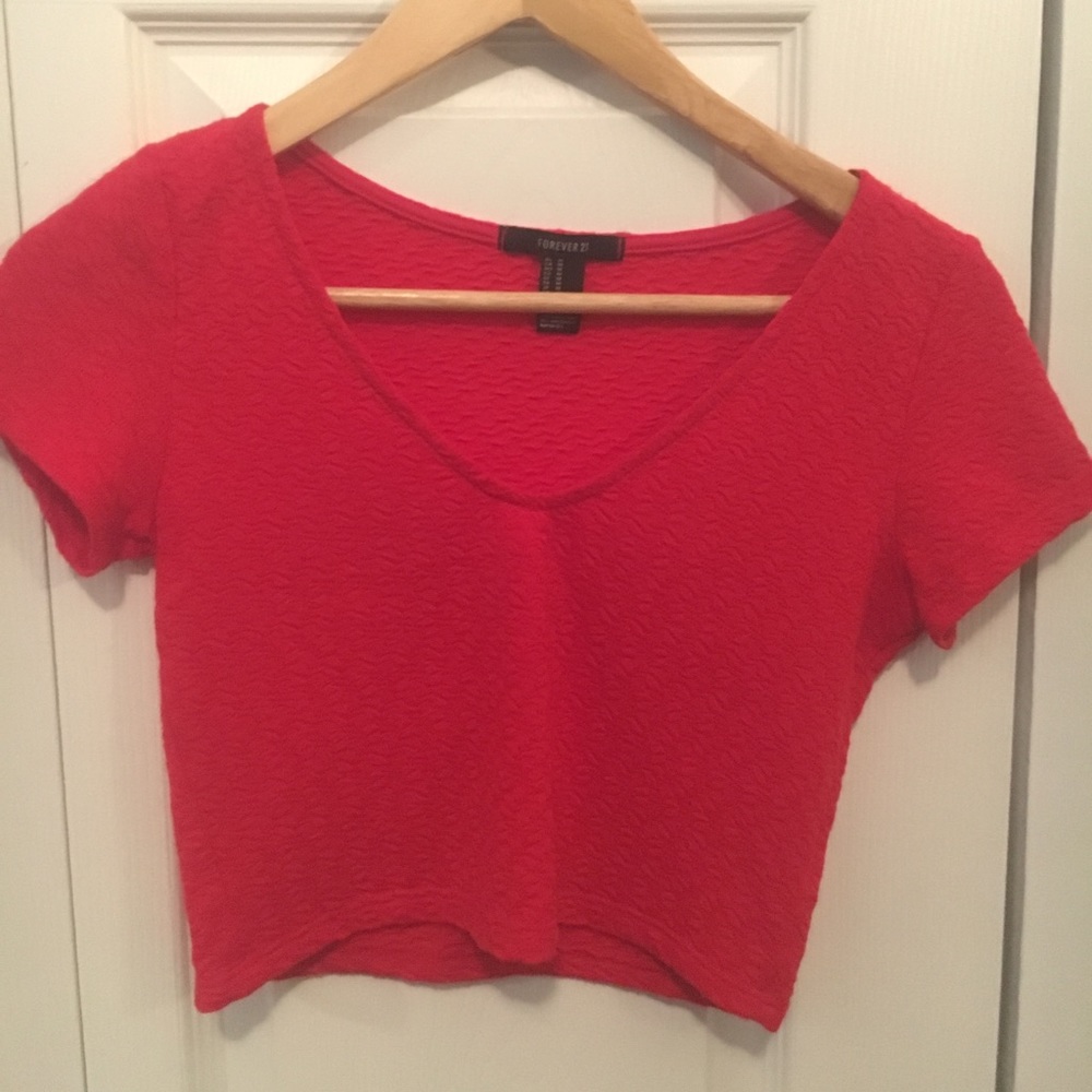 Red V-Neck Crop Top